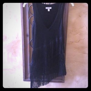 Sleeveless fringe Dress top